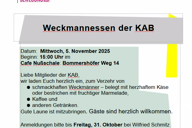 Weckmannessen KAB