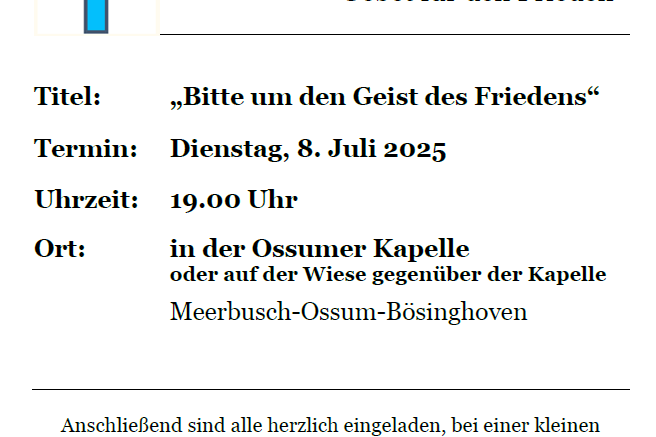 Friedensgebet Juli 2025