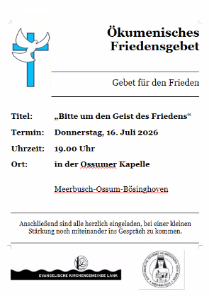 Ökumenisches Friedensgebet 16.07.2026 (c) Ursula Kocken
