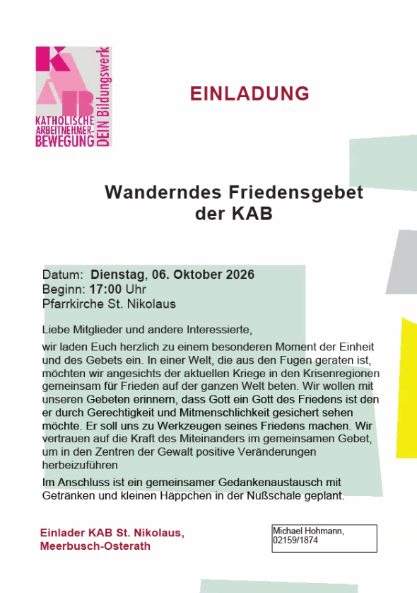 Wanderndes Friedensgebet 2026 (c) KAB St. Nikolaus